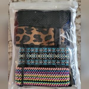 NWT Watch Elastic Adjustable Bands.  Black, Cheetah Teal Patterned & Multicolor